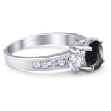 Art Deco Round Natural Stone Three Stone Ring