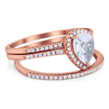 Pear Teardrop Natural Stone Three Piece Ring