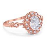 Art Deco Oval Natural Stone Wedding Ring