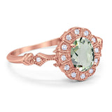 Art Deco Oval Natural Stone Wedding Ring