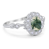 Art Deco Oval Natural Stone Wedding Ring