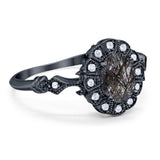 Art Deco Oval Natural Stone Wedding Ring