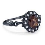 Art Deco Oval Natural Stone Wedding Ring