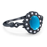 Art Deco Oval Natural Stone Wedding Ring