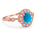Art Deco Oval Natural Stone Wedding Ring
