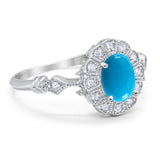 Art Deco Oval Natural Stone Wedding Ring