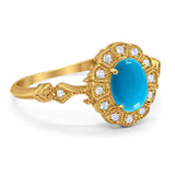 Art Deco Oval Natural Stone Wedding Ring