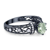 Art Deco Round Natural Stone Floral Ring