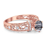 Art Deco Round Natural Stone Floral Ring