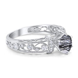 Art Deco Round Natural Stone Floral Ring