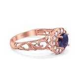 Vintage Style Round Natural Stone Flower Ring