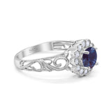Vintage Style Round Natural Stone Flower Ring