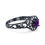 Vintage Style Round Natural Stone Flower Ring