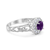 Vintage Style Round Natural Stone Flower Ring
