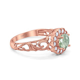 Vintage Style Round Natural Stone Flower Ring