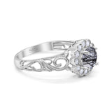 Vintage Style Round Natural Stone Flower Ring