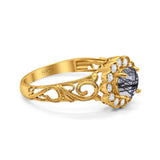 Vintage Style Round Natural Stone Flower Ring