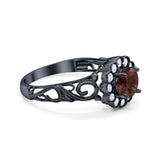 Vintage Style Round Natural Stone Flower Ring