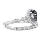 Pear Teardrop Natural Stone Wedding Set Ring