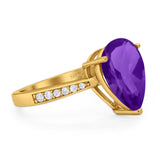 Pear Teardrop Solitaire Tapered Ring
