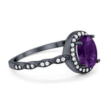 Oval Vintage Style Natural Stone Art Deco Ring