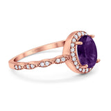 Oval Vintage Style Natural Stone Art Deco Ring