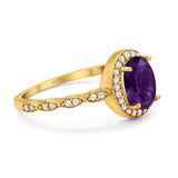 Oval Vintage Style Natural Stone Art Deco Ring