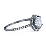 Art Deco Round Natural Stone Floral Ring