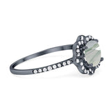 Art Deco Round Natural Stone Floral Ring