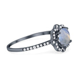 Art Deco Round Natural Stone Floral Ring