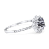 Art Deco Round Natural Stone Floral Ring
