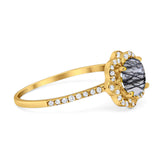 Art Deco Round Natural Stone Floral Ring