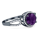 Art Deco Round Natural Stone Split Shank Ring