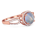 Art Deco Round Natural Stone Split Shank Ring