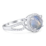 Art Deco Round Natural Stone Split Shank Ring