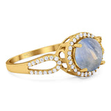 Art Deco Round Natural Stone Split Shank Ring