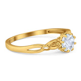 Round Natural Stone Solitaire Ring