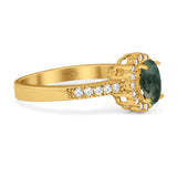 Oval Natural Stone Flower Ring