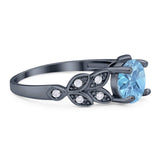 Round Natural Stone Leaf Design Ring