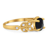 Round Natural Stone Leaf Design Ring