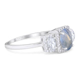 Three Stone Oval Natural Stone Trellis Ring