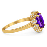 Art Deco Oval Natural Stone Floral Ring