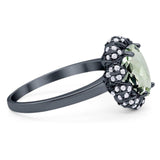 Art Deco Oval Natural Stone Floral Ring