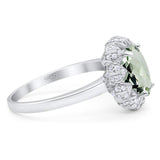 Art Deco Oval Natural Stone Floral Ring