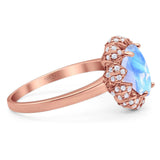 Art Deco Oval Natural Stone Floral Ring