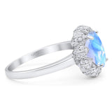 Art Deco Oval Natural Stone Floral Ring