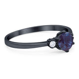 Art Deco Round Natural Stone Three Stone Ring