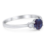 Art Deco Round Natural Stone Three Stone Ring