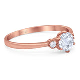 Art Deco Round Natural Stone Three Stone Ring