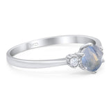Art Deco Round Natural Stone Three Stone Ring